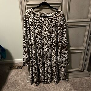 ASOS Curve Leopard Print Long Sleeve Dress